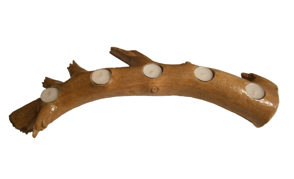 Greekproducts24 Natural Christmas Wooden 5 Tea Light Candle Holder Natural Christmas Wooden 5 Tea Light Candle Holder Branch. - Greekproducts24 Natural Christmas Wooden 5 Tea Light Candle Holder